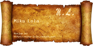 Miks Lola névjegykártya